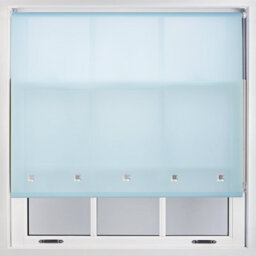 Trimmable Daylight Roller Blind With Square Eyelets And Metal Fittings By Furnished - Duck Egg (W)150Cm X (L)210Cm - thumbnail 1