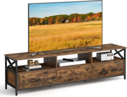 Songmics Vasagle Tv Stand, Tv Cabinet, Tv Table With 3 Drawers And 3 Open Shelves, For Living Room, Bedroom, Rustic Brown And Black - thumbnail 8