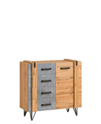 Arte Sleek Storage Solution: Lofter Sideboard Cabinet, Oak Wotan & Concrete, H970mm W901mm D413mm - thumbnail 1