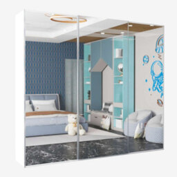 Sliding Wardrobes 4 u LTD Sliding Wardrobes 4U Lowry Full Mirror Sliding 2&3 Door Wardrobe In 3 Color And Sizes - White W250Cm,h217Cm - thumbnail 2