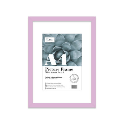 A4 Lilac Picture Frame With Mount For A5 (14.8 X 21Cm - 5.8 X 8.3In) Poster, Photo, Artwork, Or Print. - image 1