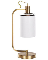 Beliani Table Lamp With White Linen Shade And Brushed Copper Base, 46 Cm - thumbnail 2