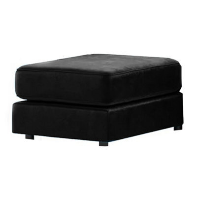 Furnishings For Less UK Brooklyn Plush Velvet Foam Filled Black Footstool Sofa Accessory