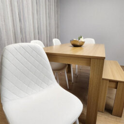 Kosy Koala Dining Table Set Oak Effect Table With 4 White Chairs And Bench Dining Room Furniture - thumbnail 4