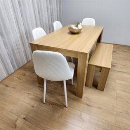 Kosy Koala Dining Table Set Oak Effect Table With 4 White Chairs And Bench Dining Room Furniture - thumbnail 8