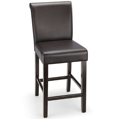 Sayni Walnut Frame Kitchen Bar Stool Brown Padded Seat And Back