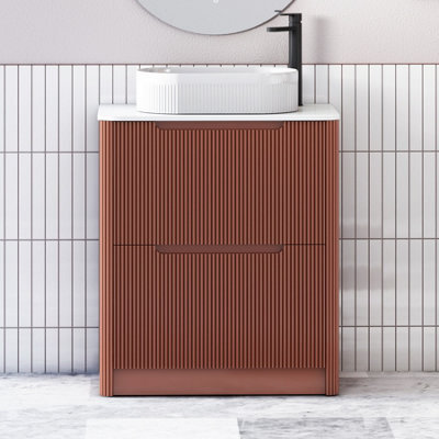 Royal Bathrooms Avenza 600mm Terracotta Clay Floor Standing Countertop Bathroom Vanity Unit 2 Drawer With Lyon Basin - image 1