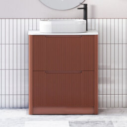 Royal Bathrooms Avenza 600mm Terracotta Clay Floor Standing Countertop Bathroom Vanity Unit 2 Drawer With Lyon Basin - thumbnail 1