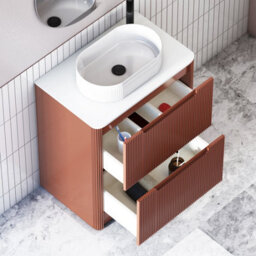 Royal Bathrooms Avenza 600mm Terracotta Clay Floor Standing Countertop Bathroom Vanity Unit 2 Drawer With Lyon Basin - thumbnail 5