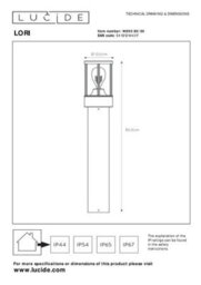 Lucide Lori 800 Outdoor Post Light With Dusk To Dawn Sensor Dark Anthracite - thumbnail 6