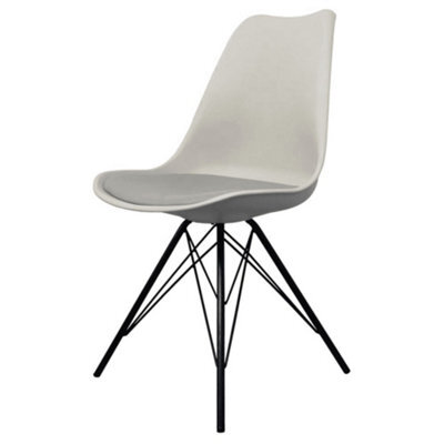 Fusion Living Soho Light Grey Plastic Dining Chair With Black Metal Legs - image 1