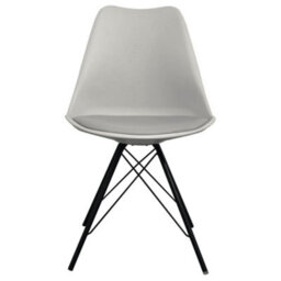 Fusion Living Soho Light Grey Plastic Dining Chair With Black Metal Legs - thumbnail 3