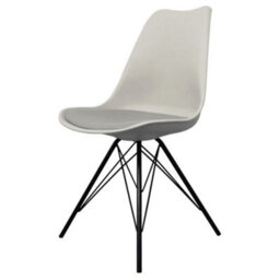 Fusion Living Soho Light Grey Plastic Dining Chair With Black Metal Legs - thumbnail 1
