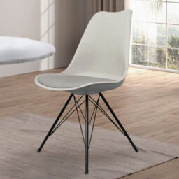 Fusion Living Soho Light Grey Plastic Dining Chair With Black Metal Legs - thumbnail 2