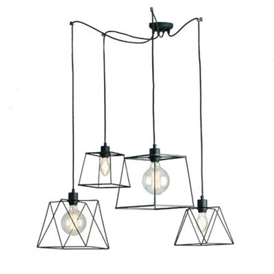 Luminosa Lighting Luminosa Brooklyn 4 Light Cluster Pendant Ceiling Light Black 250Cm - image 1