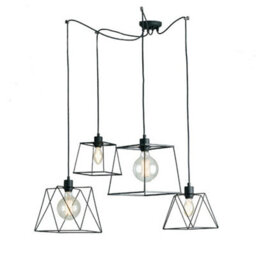 Luminosa Lighting Luminosa Brooklyn 4 Light Cluster Pendant Ceiling Light Black 250Cm - thumbnail 1