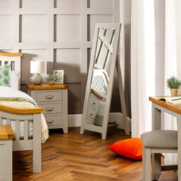 The Furniture Market Downton Grey Painted Bedroom Cheval Mirror H 1475mm X W 480mm X D 490mm - thumbnail 3