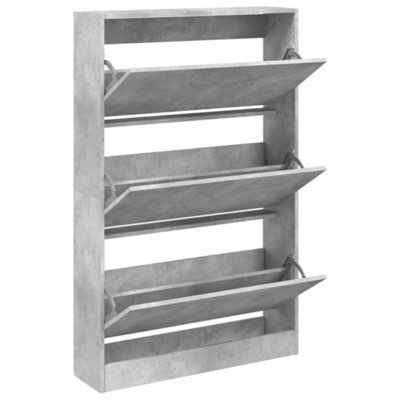 Berkfield Durable Shoe Cabinet Concrete Grey 80X21X125.5 Cm Engineered Wood