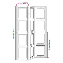 Vidaxl Room Divider 3 Panels White Solid Wood Paulownia - thumbnail 3