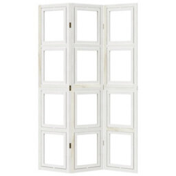 Vidaxl Room Divider 3 Panels White Solid Wood Paulownia - thumbnail 5