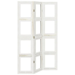 Vidaxl Room Divider 3 Panels White Solid Wood Paulownia - thumbnail 2
