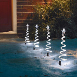 Set Of 4 Led Spiral Tree Path Finder Lights, Christmas Decoration Lights With White Or Multi-Colored Options - thumbnail 4