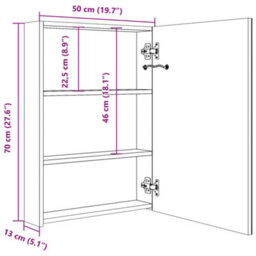 Vidaxl Led Bathroom Mirror Cabinet Grey 50X13X70 Cm - thumbnail 8