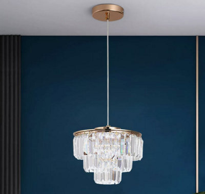 Modern Pendant Light Gold Crystal Led Chandelier 3 Color Lights - image 1