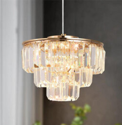 Modern Pendant Light Gold Crystal Led Chandelier 3 Color Lights - thumbnail 2