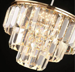 Modern Pendant Light Gold Crystal Led Chandelier 3 Color Lights - thumbnail 3