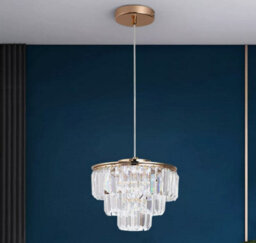 Modern Pendant Light Gold Crystal Led Chandelier 3 Color Lights