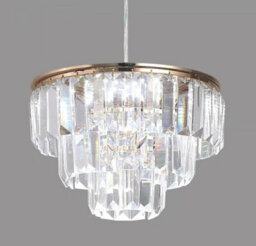 Modern Pendant Light Gold Crystal Led Chandelier 3 Color Lights - thumbnail 6
