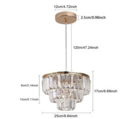 Modern Pendant Light Gold Crystal Led Chandelier 3 Color Lights - thumbnail 5