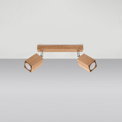 Luminosa Lighting Luminosa Keke Oak Square Twin Ceiling Spotlight Wood, 2X Gu10 - image 1