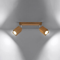 Luminosa Lighting Luminosa Keke Oak Square Twin Ceiling Spotlight Wood, 2X Gu10 - thumbnail 2