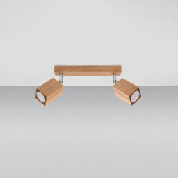 Luminosa Lighting Luminosa Keke Oak Square Twin Ceiling Spotlight Wood, 2X Gu10 - thumbnail 1