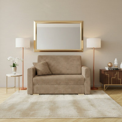 Viva Piano Ii Sofa Bed With Bedding Storage Freestanding Upholstered Back Wooden Legs 133X100X85Cm Beige - image 1