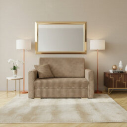 Viva Piano Ii Sofa Bed With Bedding Storage Freestanding Upholstered Back Wooden Legs 133X100X85Cm Beige - thumbnail 1