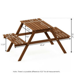 Walplus Furinno Tioman Hardwood Kids Picnic Table And Chair Set In Teak Oil, Natural - thumbnail 7