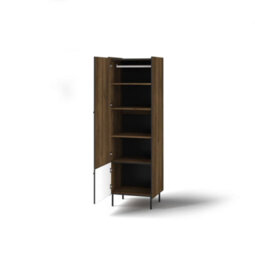 Arte Compact Prestigo Hinged Wardrobe In Oak Walnut & Black Matt - Sleek And Sturdy, H1910mm W590mm D550mm - thumbnail 2