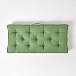 Homescapes Forest Green Cotton 2 Seater Booster Cushion - thumbnail 3