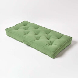 Homescapes Forest Green Cotton 2 Seater Booster Cushion - thumbnail 2