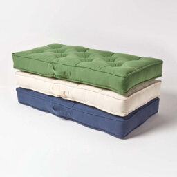 Homescapes Forest Green Cotton 2 Seater Booster Cushion - thumbnail 7