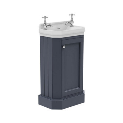 Plum&clay Fairmont Blue Grey Traditional Cloakroom Bathroom Vanity Unit With Basin (H)86Cm (W)51Cm - image 1