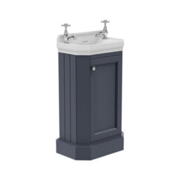 Plum&clay Fairmont Blue Grey Traditional Cloakroom Bathroom Vanity Unit With Basin (H)86Cm (W)51Cm - thumbnail 1