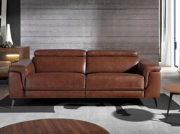 Angel Cerda Elegant Brown Leather 3-Seater Relaxation Sofa With Electric Recline - thumbnail 6