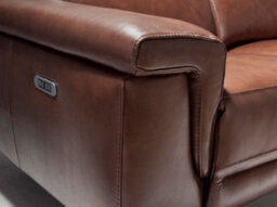 Angel Cerda Elegant Brown Leather 3-Seater Relaxation Sofa With Electric Recline - thumbnail 4