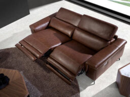 Angel Cerda Elegant Brown Leather 3-Seater Relaxation Sofa With Electric Recline - thumbnail 5