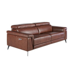 Angel Cerda Elegant Brown Leather 3-Seater Relaxation Sofa With Electric Recline - thumbnail 1