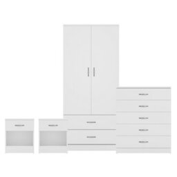 Lassic Vida Designs Riano 4 Piece Bedroom Set (1 Drawer Bedside Chest, 5 Drawer Chest, 2 Door 2 Drawer Wardrobe), White - thumbnail 8